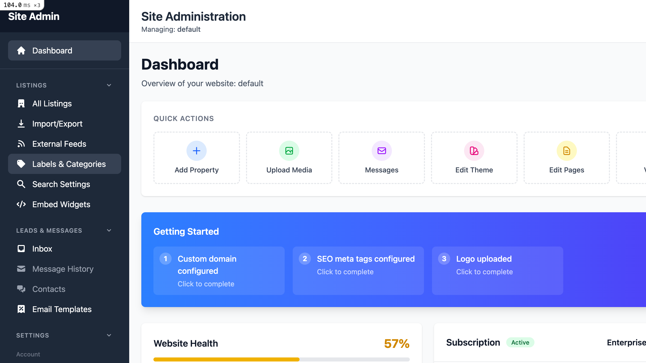 PropertyWebBuilder Admin Dashboard