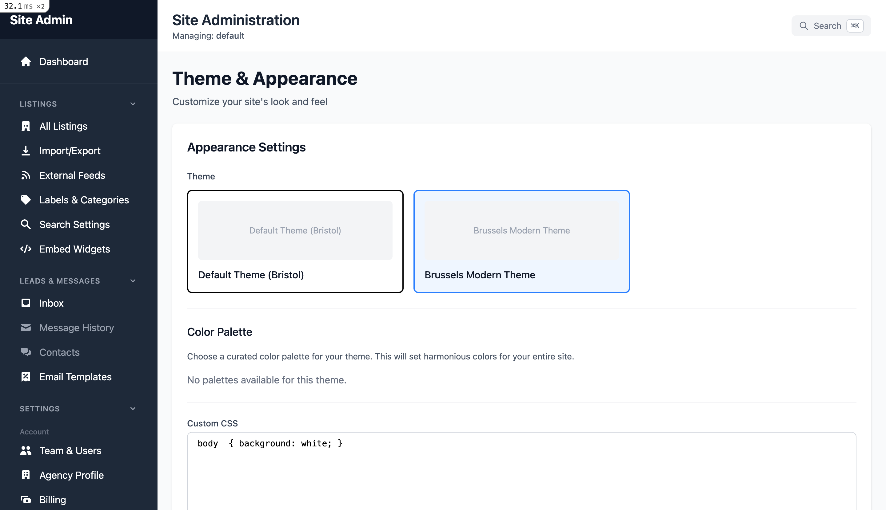 Theme & Appearance Settings